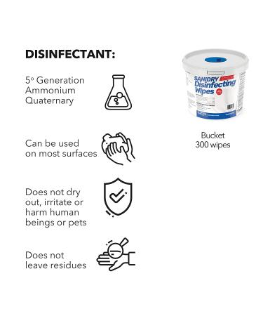 Rosmar SANIDRY Multi-Surface Cleaning Wipes 300ct Unscented Non-Abrasive - White Bucket - Buy Online on GoSupps.com