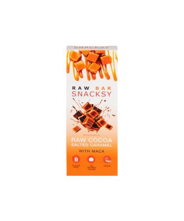 SNACKSY Snacksy Vegan Chocolate Raw Salted Caramel with Maca Bar (1 x 40g Box) | Gluten-Free Dairy-Free Refined Sugar-Free & Kosher with Superfoods | Treats or Gift