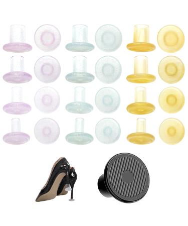 12 Pairs High Heel Protectors 3 Colors Heel Stoppers 4 Sizes Heel Repair Caps Covers for Wedding Protecting Heel Cover from Grass Bricks&Cracks (Pink-Sliver-Yellow)