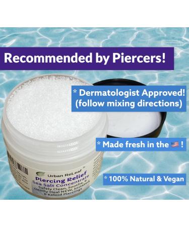Urban ReLeaf Piercing Relief Sea Salt Concentrate - Set of 2 | Aftercare Clean, Soak, Heal Keloid Bump Piercings | Tea Tree & Non-iodized Sea Salt | Makes 90 Cups - Buy Online on GoSupps.com