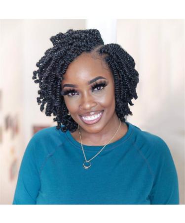 TOYOTRESS Bob Spring Twist Hair - 6 inch 8 packs Pre-twisted kids Crochet Hair Spring Twists Crochet Braids Synthetic Braiding Hair Extensions (6 Inch 1B) 6 Inch (Pack of 8) 1B