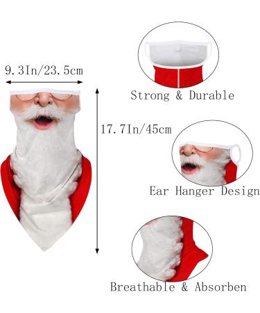 Zzlbzn Christmas Face Masks for Adults - Santa Claus Bandana Reusable & Seamless Facial Scarf with Ear Loops - Buy Online on GoSupps.com
