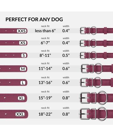 Collardirect Handmade Soft Padded Round Leather Dog Collar - Real Leather Collars for Small & Big Dogs Cats - Black Pink Red Purple Blue (18-20 cm) - Buy Online on GoSupps.com