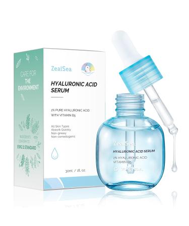 ZealSea Hyaluronic Acid Serum with Vitamin B5 - Travel Facial Moisturizer Anti-Aging Hydrating Serum for All Skin Types 1 Fl Oz - Buy Online on GoSupps.com