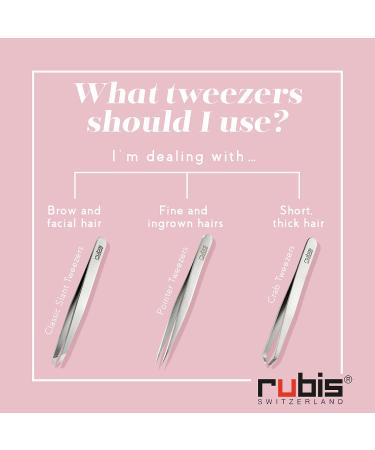 Rubis Classic Slanted Tweezers for Precision Eyebrow & Hair Removal | Emoji Collection 1K105E | Switzerland-Made, Stainless Steel, White - Buy Online on GoSupps.com