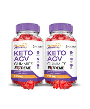 Justified Laboratories (2 Pack Turbo Ripped Keto ACV Gummies Extreme 2000MG Turbo Ripped Keto Gummies Apple Cider Vinegar Formulated with Pomegranate Beet Juice Powder B12 Vegan Non GMO 120 Gummys 60 Count (Pack of 2)