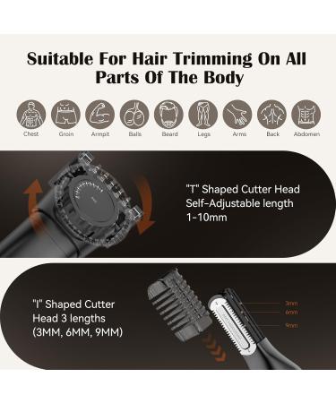 Waterproof Body Hair Trimmer Kit - Cordless Adjustable Combs & Interchangeable Heads for Safe Groin Chest Back & Armpit Grooming - Buy Online on GoSupps.com
