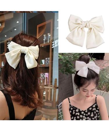 2PCS Big Bow Hair Clips for Women - Black Light Purple Ribbon French Hair Barrettes - Buy Online on GoSupps.com