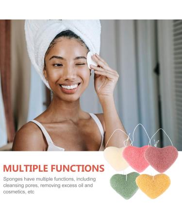Exceart 5pcs Heart Face Sponges for Natural Cleansing & Peeling - Premium Beauty Sponges for Women - International Shipping - Buy Online on GoSupps.com