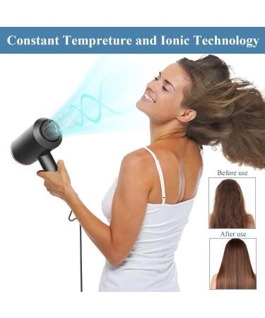 2000W Ionic Hair Dryer with Diffuser - Professional Fast Drying Blow Dryer for Women - 2 Speed 3 Heat Settings - Cool Shot Button - Travel Hairdryer (Black) - Buy Online on GoSupps.com
