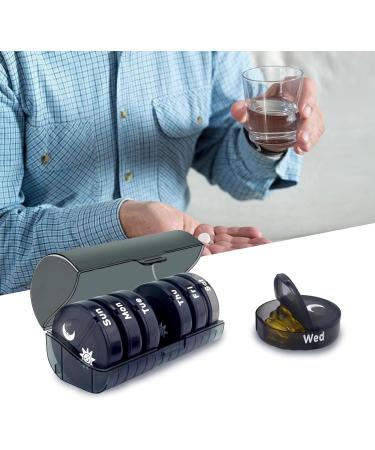 Weekly Pill Organizer - 2x Daily Dose 7-Day Travel Case Moisture Resistant 14 Compartments for Pills Vitamins and Supplements - Black - Buy Online on GoSupps.com