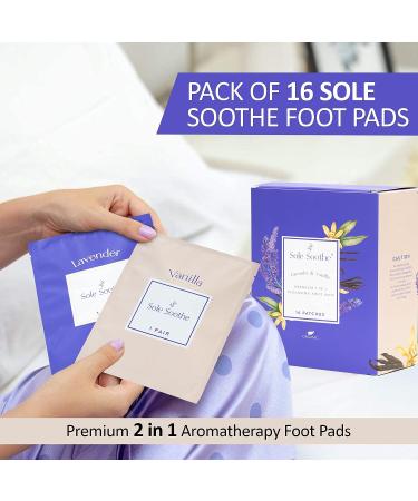 Sole Soothe Foot Pads - Box of 16 Premium Bamboo Vinegar Foot Patches (8 Lavender, 8 Vanilla) - Natural Foot Care Solution - Buy Online on GoSupps.com