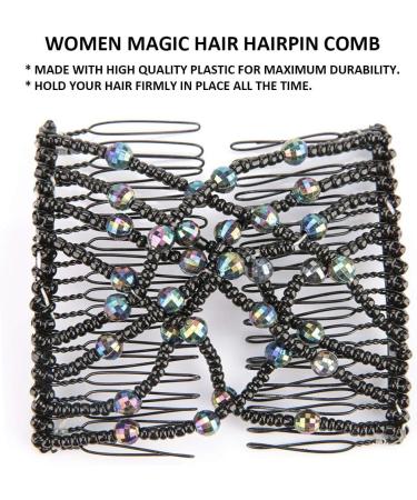 Hair Combs with Elastic Double Comb for Thick Flexible Butterfly Hair Comb Magic Stretchy Hairpin for Women Girls Hair Accessory(Black) - Buy Online on GoSupps.com