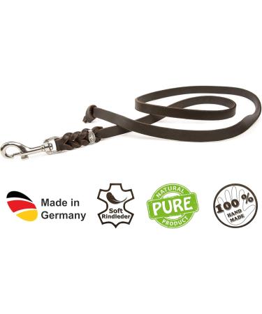 Copcopet Black Dog Leash - Premium Cowhide Soft Drag Line with Chrome Carabiner - Braided Leather - Dog Accessories Made in Germany (1.35m x 10mm) - Buy Online on GoSupps.com