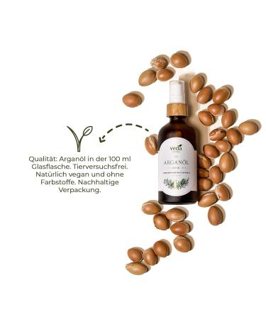 Veda Naturals Argan Oil 100ml - Cold-Pressed Vegan Pure & Natural from Morocco - Certified COSMOS Natural - Laboratory Tested - Buy Online on GoSupps.com