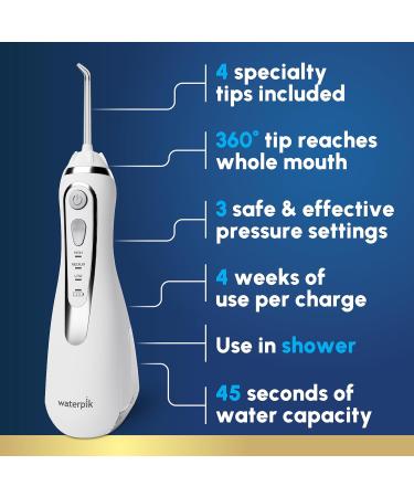 Waterpik Cordless Advanced Water Flosser - ADA Accepted, Rechargeable & Portable - White WP-560 - Buy Online on GoSupps.com