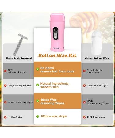 Demine Honey Wax Roller Kit for Hair Removal - Portable Wax Warmer for Sensitive Skin - Includes 2 Cartridges, 10 Wax-removing Wipes, 100pcs Wax Strips - Buy Online on GoSupps.com