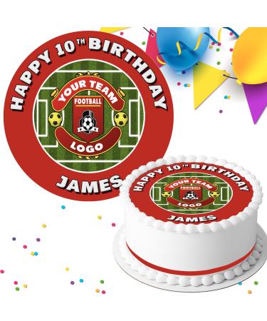YOUR FOOTBALL TEAM LOGO/COLOUR BIRTHDAY PERSONALISED EDIBLE ICING CAKE TOPPER DECORATION FB067 - Buy Online on GoSupps.com