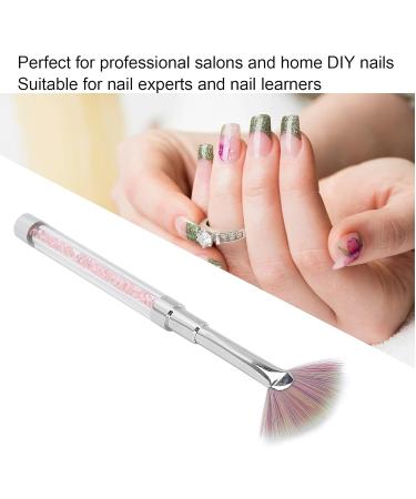 Fan-Shaped Nail Brush | Acrylic-Liner Removal Tool | Rhinestone Handle & Nylon Hair | Perfect for Nail Art & Manicure - Buy Online on GoSupps.com