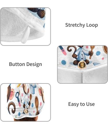 Buy Animal Monkey Chef Cartoon Hair Towel 2 Pack - Super Absorbent Quick Dry Turbans for Women & Girls - Buy Online on GoSupps.com