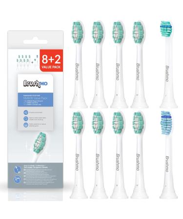 Brushmo Replacement Toothbrush Heads Compatible with Phillips Sonicare Electric Toothbrush Value Pack (8+2).