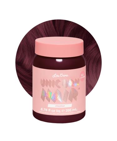 Lime Crime Unicorn Hair Dye Full Coverage  Chestnut (Maroon Brown) - Vegan and Cruelty Free Semi-Permanent Hair Color Conditions & Moisturizes - Temporary Brown Hair Dye With Sugary Citrus Vanilla Scent