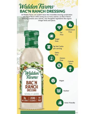 Walden Farms Near Zero Bacon Ranch Dressing 355ml - Delicious and Healthy Option for Salads and More - Buy Online on GoSupps.com