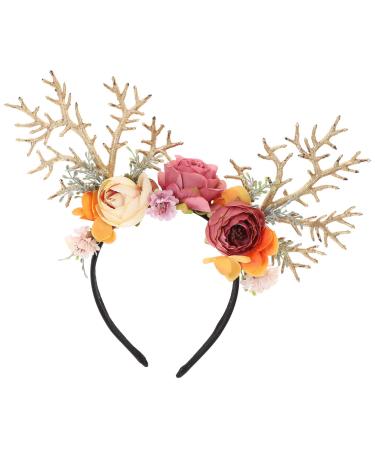 Christmas antled ligaments antlead of frontal ligaments Hirsch antlers headbands hair tires Christmas with artificial flowers women hair bands for festival party