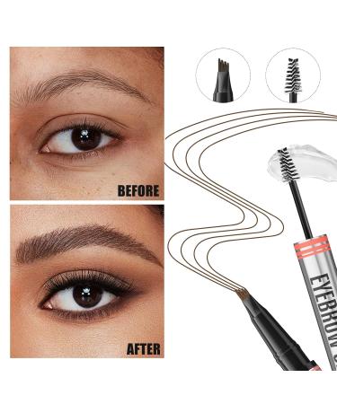 Microblading Eyebrow Pen - 2-in-1 Dual-Ended with 4-Fork-Tip & Brush Natural Brown Brows Effortlessly - International Shipping Available - Buy Online on GoSupps.com