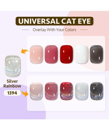 GAOY Cat Eye Gel Nail Polish - Glitter Holographic UV Gel 16ml Reflective Translucent Nail Art in Silver Rainbow (1394) - International Shipping Available - Buy Online on GoSupps.com