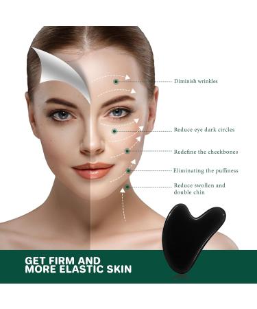 Heart Shape Black Gua Sha Stones for Facial Massage - Jade Guasha Board Tool for Skin Care Beauty & Muscle Relaxation - Buy Online on GoSupps.com