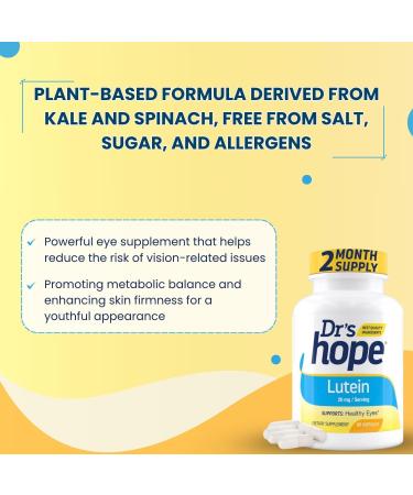 Dr s Hope Lutein 20 mg Eye Care Supplement - Vision Support Macular Wellness & Antioxidant Activity - Non-GMO & Gluten Free - 60 Vegan Capsules - 1 Capsule per Day 2 Month Supply - Buy Online on GoSupps.com