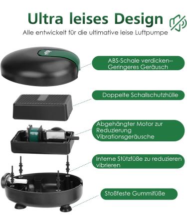 AQQA Ultra Quiet Aquarium Air Pump | 8W Adjustable Oxygen Pump with Double Outlet for 1200L - International Shipping - Buy Online on GoSupps.com