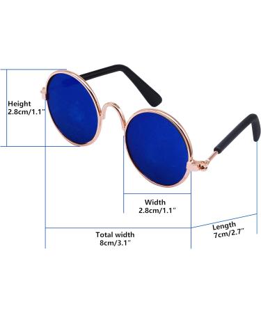 YAODHAOD Pet Dog Cat Sunglasses Classic Retro Round Metal Prince Princess Sunglasses Puppy Katie Photo Props Toys(2 Pack (8cm Blue gradient) - Buy Online on GoSupps.com