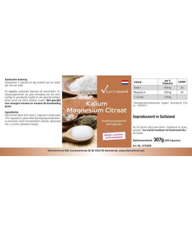 Magnesium citrate with potassium - highly dosed - vegan - 240 capsules | Vitamintrend  - Buy Online on GoSupps.com