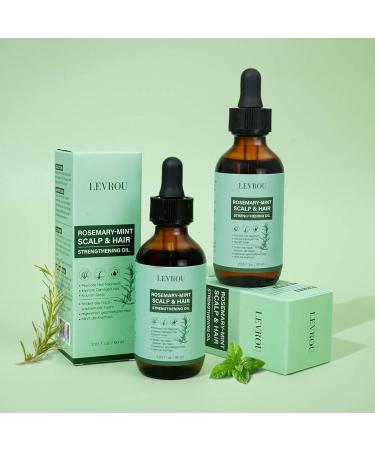 Levrou Organic Rosemary Mint Hair Oil - Strengthen & Nourish Hair with Biotin Jojoba & Argan - 100% Vegan - 60ml - Buy Online on GoSupps.com