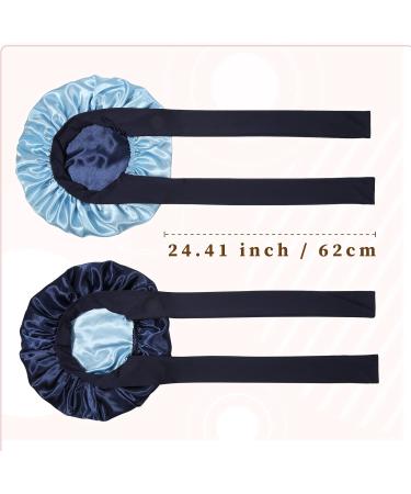 Welrog Satin Hair Hood for Women - Double-Sided Silk Bonnet | Hair Protection & Sleep Hood in Blue/Royal Blue - Buy Online on GoSupps.com