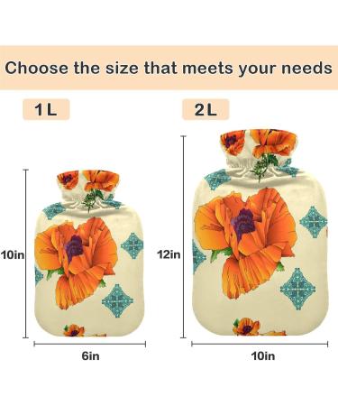 NAANLE Vintage Floral Poppies Hot Water Bottle - 1L for Menstrual Cramps & Pain Relief | Heat & Cold Therapy - Buy Online on GoSupps.com