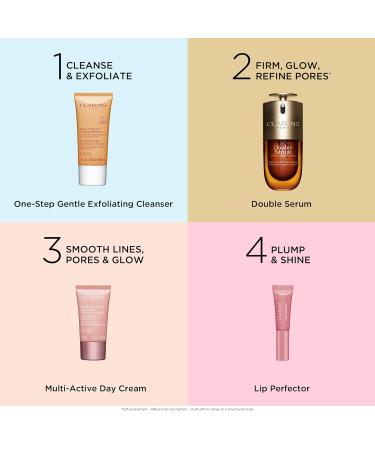 Clarins Smooth and Glow Starter Set | Amazon Exclusive 5-Piece Skincare Set | Includes Full Size Double Serum 1 Ounce | $105 for Value of $142 - Buy Online on GoSupps.com