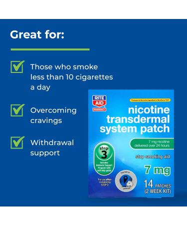 Rite Aid Nicotine Patch Step 3 - 7mg - 14 Count - Stop Smoking Aid | Transdermal Quit Smoking Patch - Buy Online on GoSupps.com