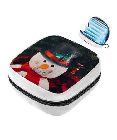 GIAPB Sanitary Napkin Storage Bag Period Bag Tampon Bag Makeup Bag Pad Pouch Snowman and Pine Tree Color5359