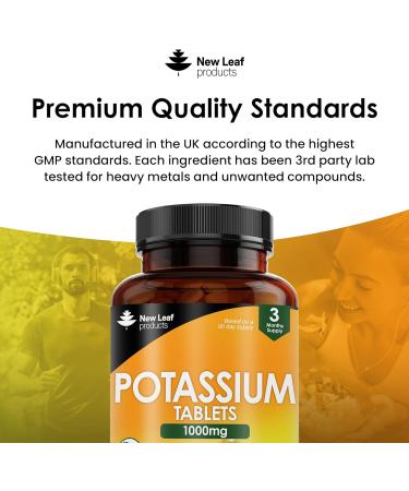 High Strength Potassium Supplement - 180 Vegan Tablets for Muscle & Nervous System - Gluten-Free, Non-GMO - Made in UK by New Leaf - 180 Count - Buy Online on GoSupps.com