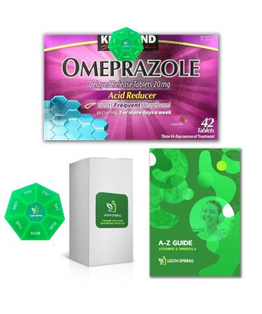 Omeprazole Delayed Release 20 mg Acid Reducer Tablets 42 Count with Exclusive A to Z - Better Ligth&Spring Guide (2 Items)