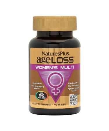 NaturesPlus AgeLoss Women s Multi - 90 Tablets - Anti-Aging Multivitamin & Mineral Supplement Menstrual & Menopausal Support Antioxidant Anti-Inflammatory - Gluten-Free - 30 Servings