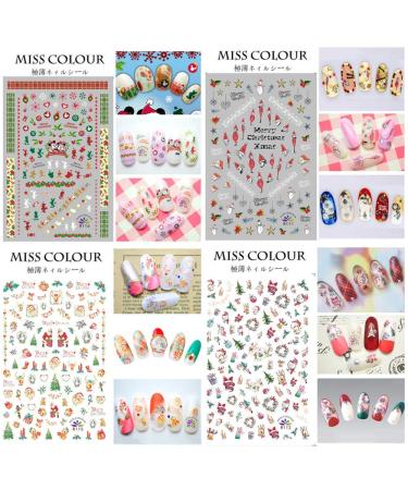 1500+ Christmas Nail Art Stickers - Self-Adhesive Santa, Snowflakes & More | 12 Large Sheets for Festive Nail Designs - Buy Online on GoSupps.com