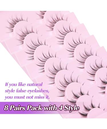 Manga Lashes - 8 Pairs of Super Wispy Thin Individual Fake Eyelashes for Natural Anime Korean Style Look - Buy Online on GoSupps.com