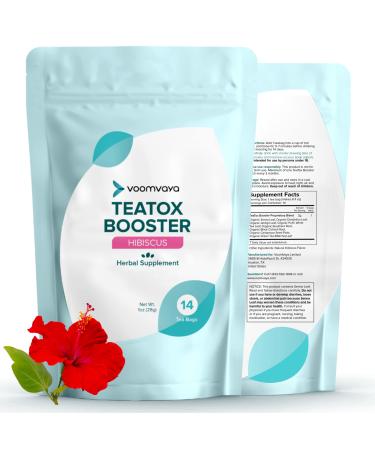VoomVaya TeaTox Booster Senna Tea - 14-Day Herbal Detox Tea for Menopausal Women with Senna  Black Cohosh  Dandelion  Cardamom  Matcha  & More - Hibiscus Flavor - 14 Tea Bags