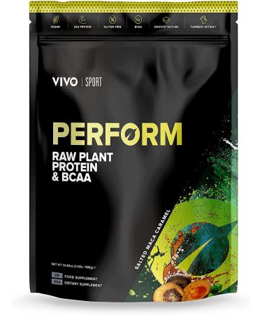 Vivo Life Perform - Raw vegan protein powder.Peasic & hemp protein mixture with BCAA- salted Maca caramel with salt from Punjab Pakistan (988g) Karamell 988 g (1 Pack) - Buy Online on GoSupps.com