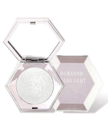 Erinde White Silver Face Highlighter Makeup Palette  Shimmer Glitter Highlighter Powder for Face Body  Natural Glossy Highlight Makeup Illuminator Highlighter Palette  Long-Lasting  Lightweight  01 01 Diamond White