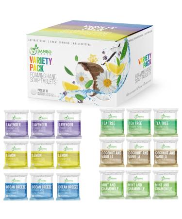 Natural Foaming Hand Soap Tablets - Pack Of 18 VarietyAntibacterial Soft Moisturizing Handwash Tab Refills - 1 Tablet 9 Oz Liquid Wash Foam Handsoap - Eco-Friendly Biodegradable Softsoap Refill Tabs Variety Pack (Pack ...